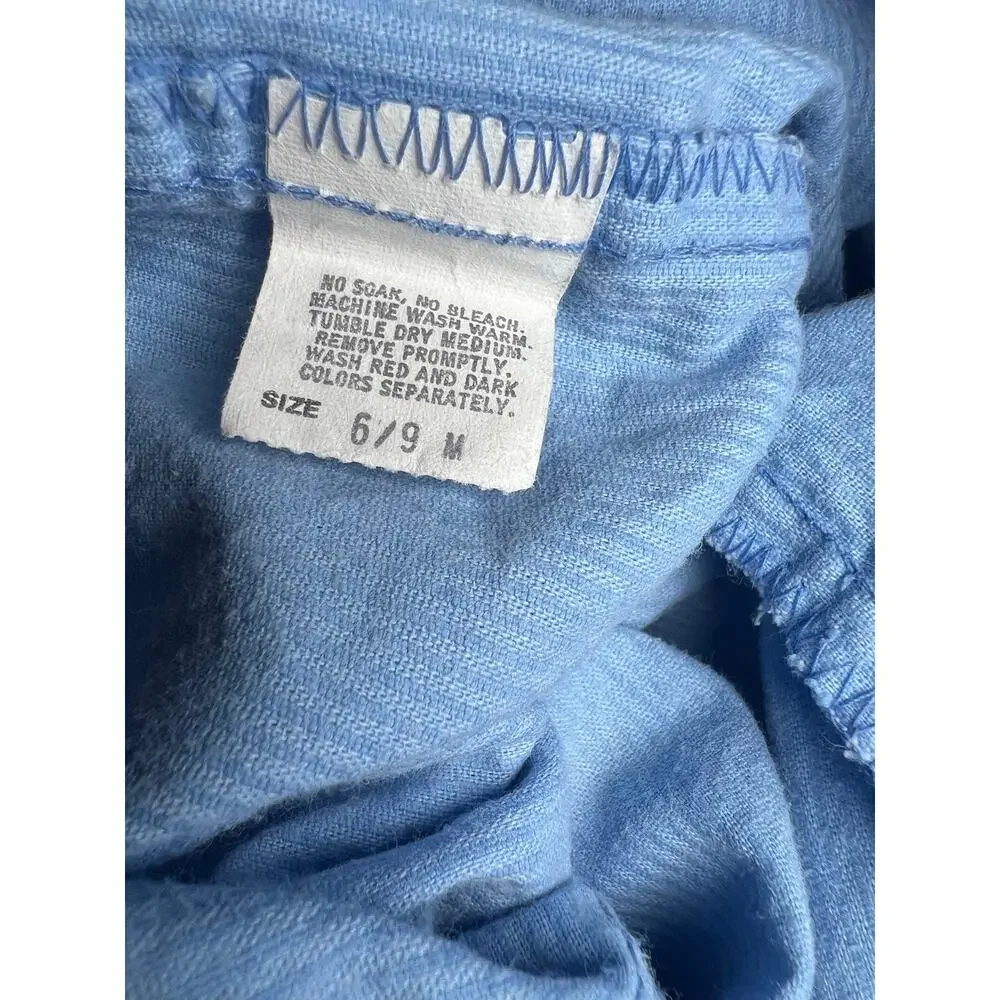 Vintage 80s OshKosh B'Gosh corduroy blue footed overalls baby size 6-9 months